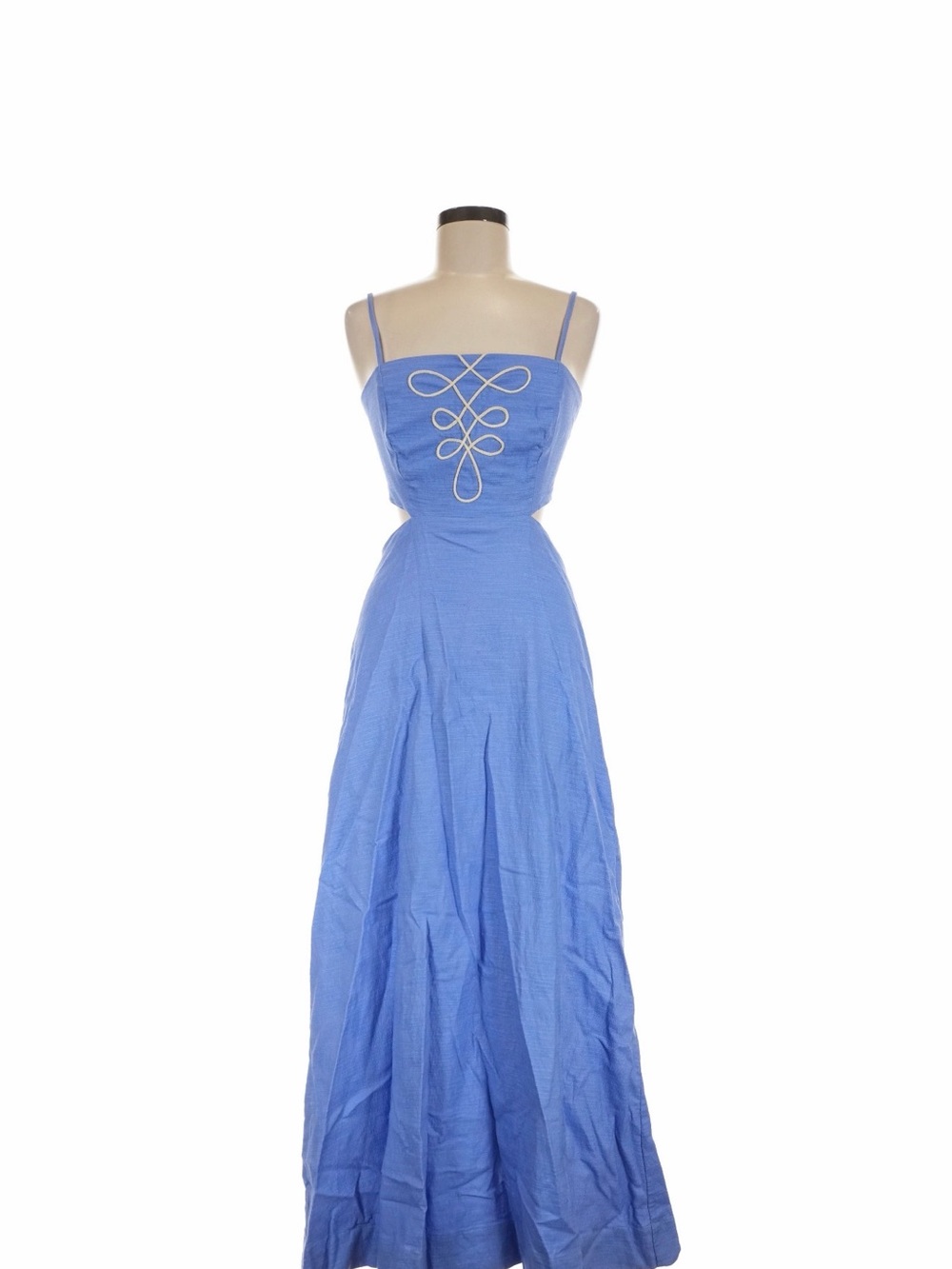 The Coast Atelier Ocean Muse Blue Embroidered Cutout Maxi Midi Dress
